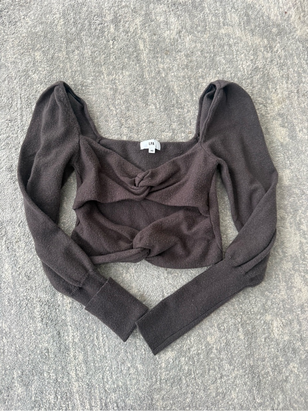 LPA Black Twist-Knot Long Sleeve Crop Top